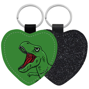 Dyno roar!!!, Μπρελόκ PU δερμάτινο glitter καρδιά ΜΑΥΡΟ