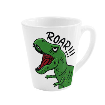 Dyno roar!!!, Κούπα κωνική Latte Λευκή, κεραμική, 300ml