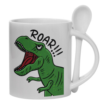 Dyno roar!!!, Ceramic coffee mug with Spoon, 330ml (1pcs)