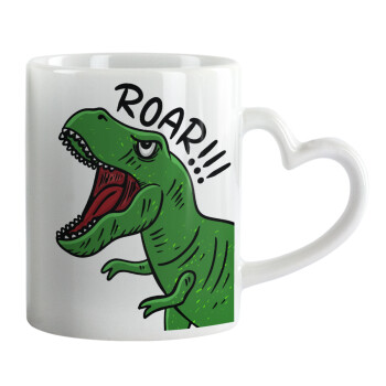 Dyno roar!!!, Mug heart handle, ceramic, 330ml