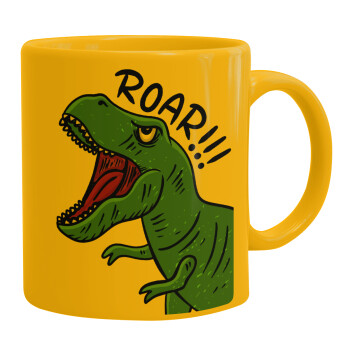 Dyno roar!!!, Ceramic coffee mug yellow, 330ml (1pcs)