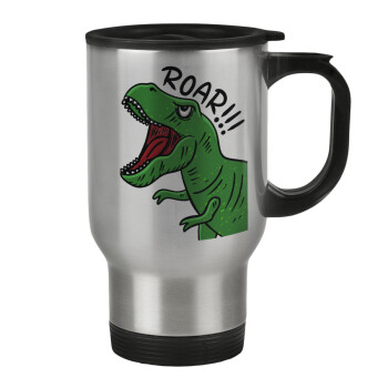 Dyno roar!!!, Stainless steel travel mug with lid, double wall 450ml