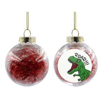 Dyno roar!!!, Χριστουγεννιάτικη μπάλα δένδρου διάφανη με κόκκινο γέμισμα 8cm