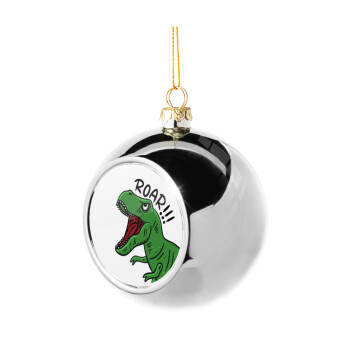 Dyno roar!!!, Χριστουγεννιάτικη μπάλα δένδρου Ασημένια 8cm