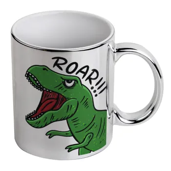 Dyno roar!!!, Κούπα κεραμική, ασημένια καθρέπτης, 330ml