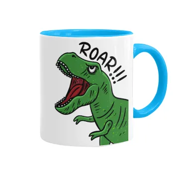 Dyno roar!!!, Κούπα χρωματιστή γαλάζια, κεραμική, 330ml