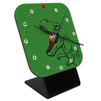 Dyno roar!!!, Quartz Wooden table clock with hands (10cm)