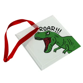 Dyno roar!!!, Στολίδι Χριστουγεννιάτικο στολίδι γυάλινο τετράγωνο 9x9cm