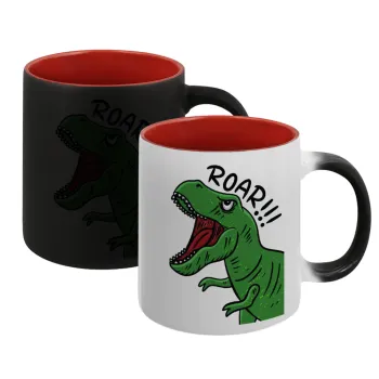 Dyno roar!!!, Κούπα Μαγική εσωτερικό κόκκινο, κεραμική, 330ml που αλλάζει χρώμα με το ζεστό ρόφημα