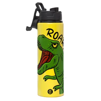 Dyno roar!!!, Μεταλλικό παγούρι νερού με καπάκι ασφαλείας, αλουμινίου 850ml