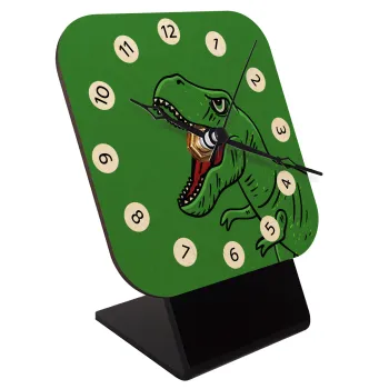 Dyno roar!!!, Quartz Table clock in natural wood (10cm)