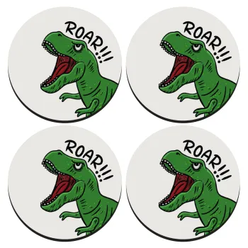 Dyno roar!!!, SET of 4 round wooden coasters (9cm)