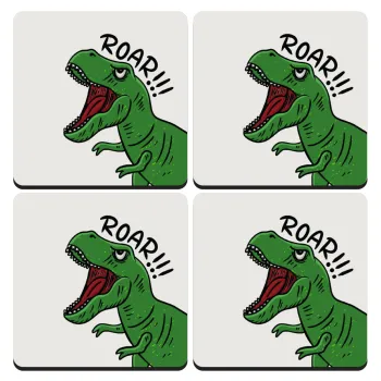 Dyno roar!!!, ΣΕΤ 4 Σουβέρ ξύλινα τετράγωνα (9cm)