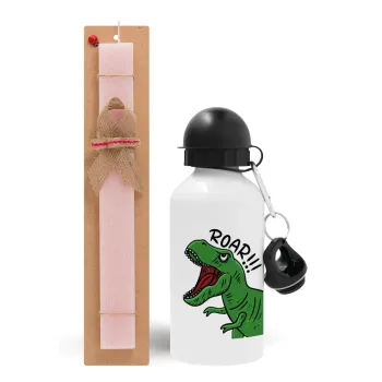 Dyno roar!!!, Easter Set, metallic aluminum bottle (500ml) & aromatic flat Easter candle (30cm) (PINK)