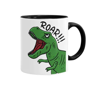 Dyno roar!!!, Κούπα χρωματιστή μαύρη, κεραμική, 330ml