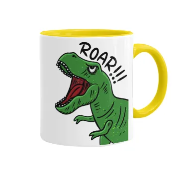 Dyno roar!!!, Mug colored yellow, ceramic, 330ml