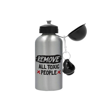 Remove all toxic people, Μεταλλικό παγούρι νερού, Ασημένιο, αλουμινίου 500ml