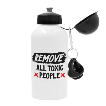 Remove all toxic people, Μεταλλικό παγούρι νερού, Λευκό, αλουμινίου 500ml
