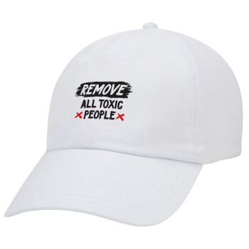 Remove all toxic people, Καπέλο ενηλίκων Jockey Λευκό (snapback, 5-φύλλο, unisex)