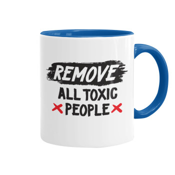 Remove all toxic people, Mug colored blue, ceramic, 330ml