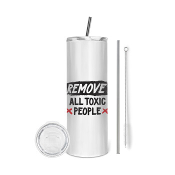 Remove all toxic people, Tumbler stainless steel 600ml, with metal straw & cleaning brush