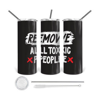 Remove all toxic people, Tumbler stainless steel 600ml, with metal straw & cleaning brush