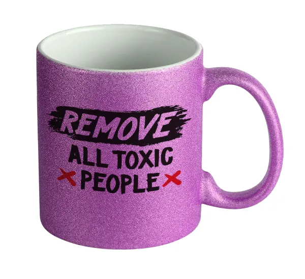 Remove all toxic people — Κούπα Μωβ Glitter που γυαλίζει, κεραμική, 330ml