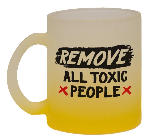 Remove all toxic people — Κούπα γυάλινη δίχρωμη με βάση το κίτρινο ματ, 330ml