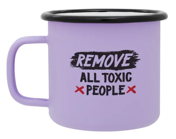 Remove all toxic people — Metal enamel mug, matte light pastel purple, 360ml