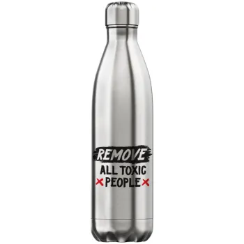 Remove all toxic people, Μεταλλικό παγούρι θερμός Inox (Stainless steel), διπλού τοιχώματος, 750ml