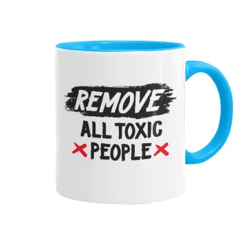 Remove all toxic people, Mug colored light blue, ceramic, 330ml