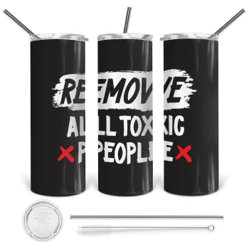 Remove all toxic people, Tumbler stainless steel 600ml, with metal straw & cleaning brush