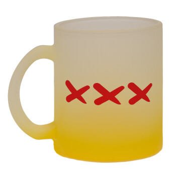 XXX, Κούπα γυάλινη δίχρωμη με βάση το κίτρινο ματ, 330ml