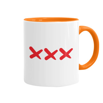XXX, Mug colored orange, ceramic, 330ml