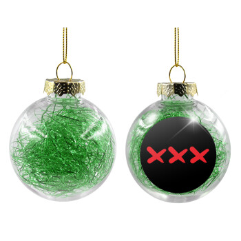 XXX, Χριστουγεννιάτικη μπάλα δένδρου διάφανη με πράσινο γέμισμα 8cm