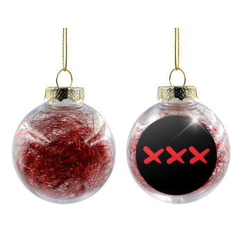 XXX, Χριστουγεννιάτικη μπάλα δένδρου διάφανη με κόκκινο γέμισμα 8cm