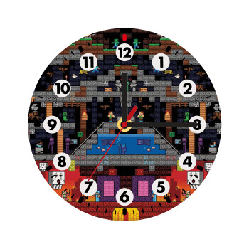 Minecraft 2D map, Wooden wall clock (20cm)