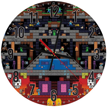 Minecraft 2D map, Ρολόι τοίχου ξύλινο (30cm)