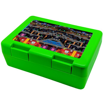 Minecraft 2D map, Παιδικό δοχείο κολατσιού ΠΡΑΣΙΝΟ 185x128x65mm (BPA free πλαστικό)