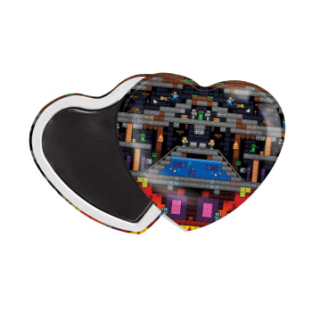 Minecraft 2D map, Μαγνητάκι καρδιά (57x52mm)