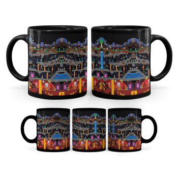 Minecraft 2D map, Κούπα Μαύρη, κεραμική, 330ml