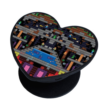 Minecraft 2D map, Phone Holders Stand  καρδιά Μαύρο Βάση Στήριξης Κινητού στο Χέρι