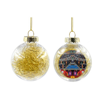 Minecraft 2D map, Transparent Christmas tree ball ornament with gold filling 8cm