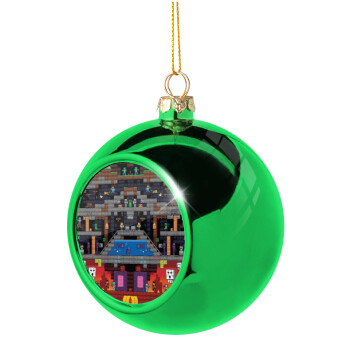 Minecraft 2D map, Χριστουγεννιάτικη μπάλα δένδρου Πράσινη 8cm