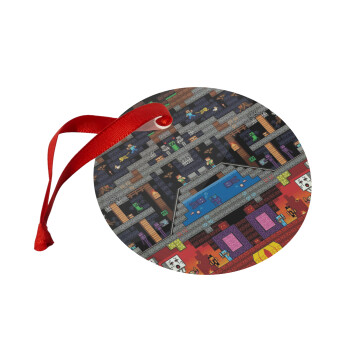 Minecraft 2D map, Χριστουγεννιάτικο στολίδι γυάλινο 9cm
