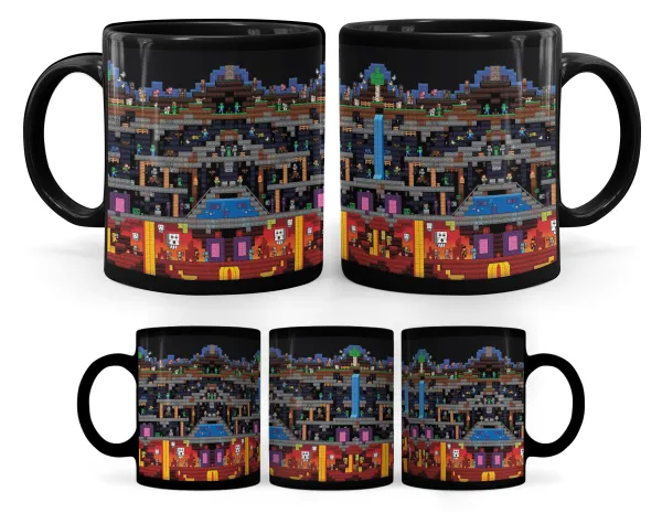 Minecraft 2D map — Mug black, ceramic, 330ml