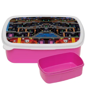 Minecraft 2D map, ΡΟΖ παιδικό δοχείο φαγητού (lunchbox) πλαστικό (BPA-FREE) Lunch Βox M18 x Π13 x Υ6cm