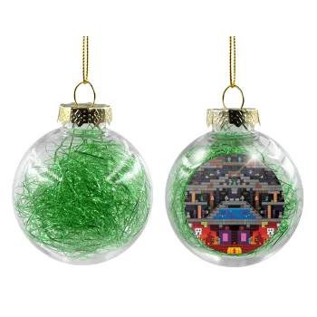 Minecraft 2D map, Transparent Christmas tree ball ornament with green filling 8cm