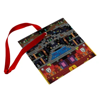 Minecraft 2D map, Christmas ornament, glass square ornament 9x9cm