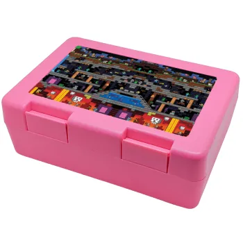 Minecraft 2D map, Children's cookie container PINK 185x128x65mm (BPA free plastic)